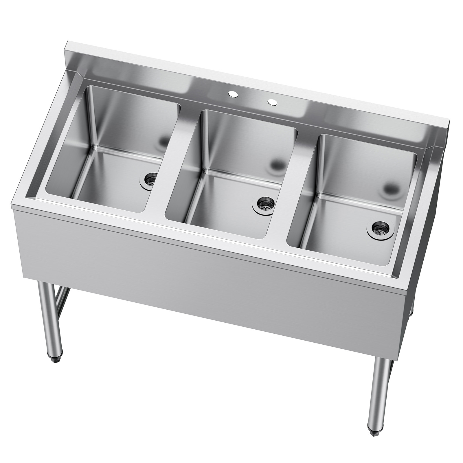 Commercial Kitchen Backsplash - Zlewozmywak komercyjny z 3 przegródkami, 3-komorowy,