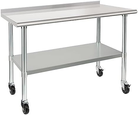Commercial Kitchen Backsplash - Stół roboczy ze stali nierdzewnej o