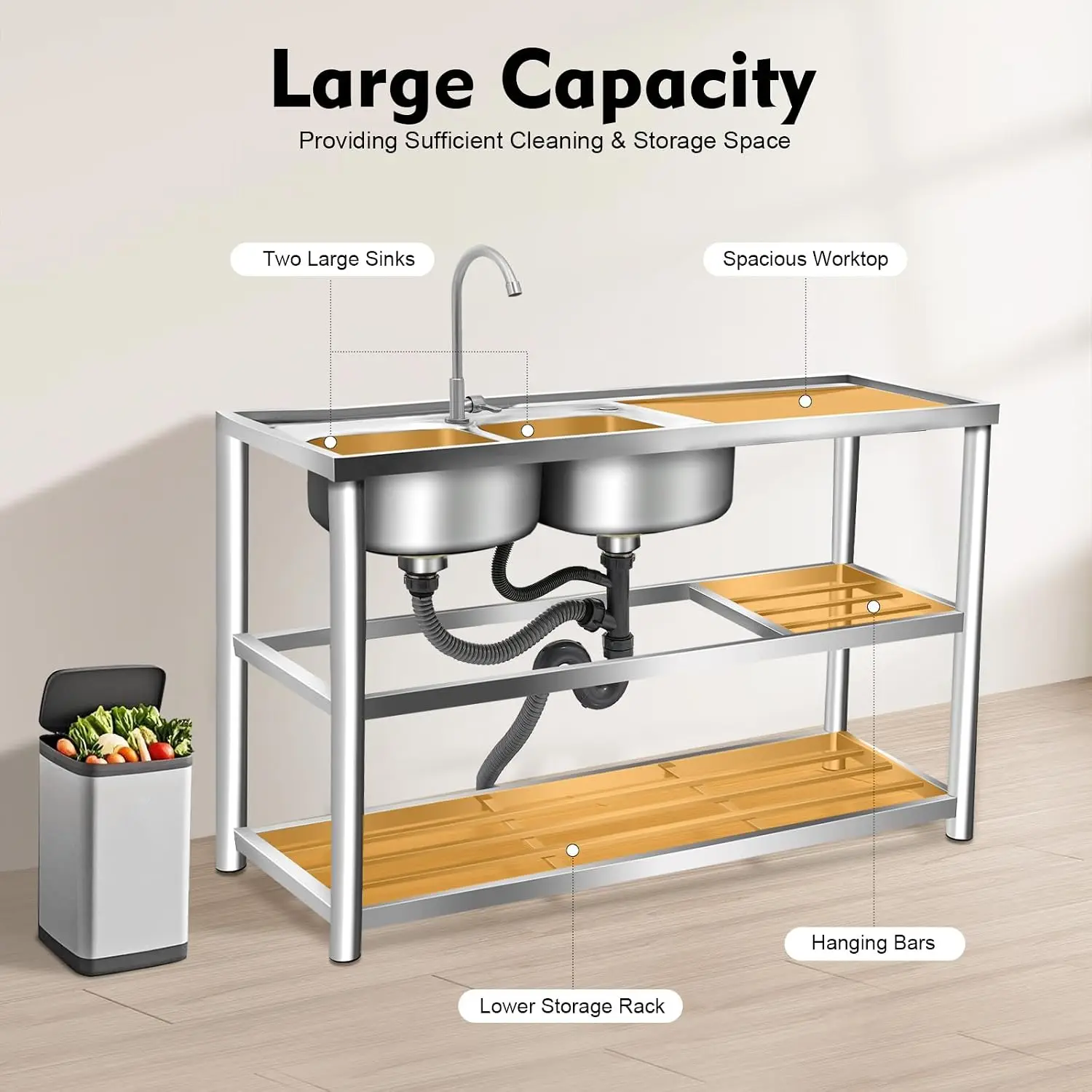 3-poziomowy wolnostojący zlew  – Commercial Kitchen Sink recenzja i cena